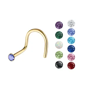 Gold PVD Anodized Jeweled 20G Nose Screw