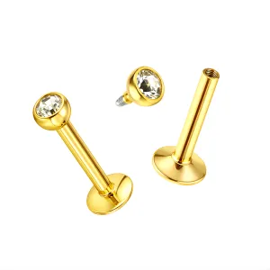 Gold PVD Jeweled Top Internal Threaded Madonna Labret