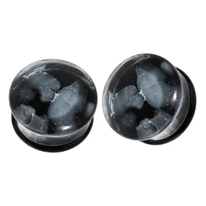 Grey Pebble Pyrex Glass Ear Plug