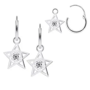 Cubic Zirconic Star Cut Out Huggie Earinng in 925 Sterling Silver