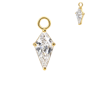 Gold PVD 316L surgical steel Kite CZ charm for hinged clickers