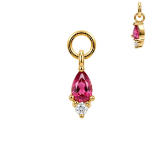 Gold PVD 316L Surgical Steel Pink Pear Drop CZ Charm for Hinged Clickers