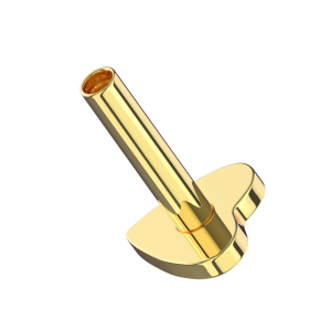 14K Solid Yellow Gold Internally Threaded Heart Flat Back Labret Post | 16G