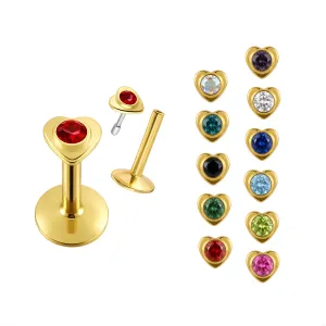 Heart Shaped Gold Plated jewelled Madonna Labret