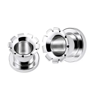 Hollow Grooved and Flared front Screw Fit Flesh Tunnel