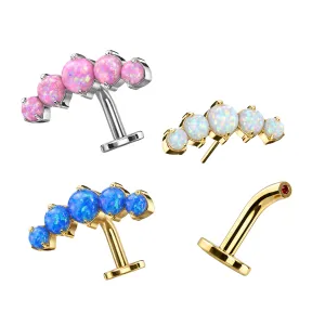 Implant Grade Titanium Five opal Balls Threadless floating belly button ring
