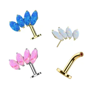 Implant Grade Titanium four Opal Stone Threadless floating belly button ring