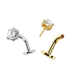 Wholesale G23 Titanium Threadless floating belly button ring - round claw cz Design - Gold color