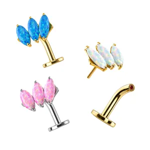 Implant Grade Titanium Triple Opal Threadless floating belly button ring