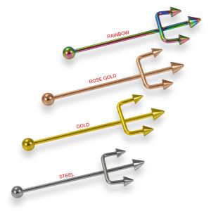 316L Surgical Steel Trident Ear Industrial Piercing Barbell