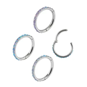 316L Surgical Steel Inlaid Opal Hinged Clicker