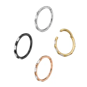 Inlay Crystal Seamless Hinged Clicker Segment Ring
