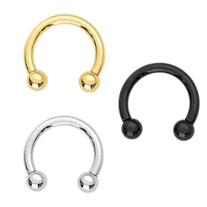Internally Threaded 16G Surgical Steel Horseshoe Circular Barbell With Ball