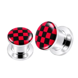 Internally threaded Checker Logo Ear Flesh Tunnel