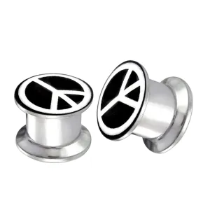 Internally threaded Peace Logo Ear Flesh Tunnel