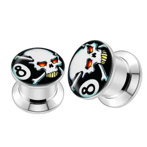 Internally threaded Skull Logo Ear Flesh Tunnel