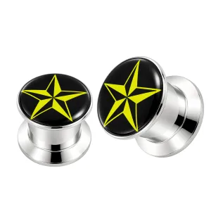 Internally threaded Yello Star Flesh Tunnel
