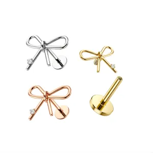 Jeweled Bow Surgical Steel Helix Tragus Piercing Ear Stud