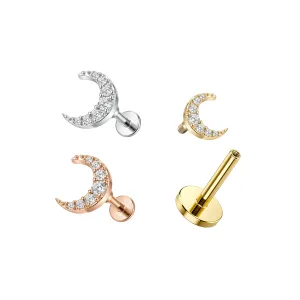 Jeweled Crescent Cartilage Helix Tragus Piercing Ear Stud
