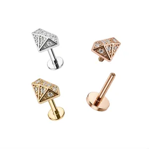 Jeweled Diamond Shape Cartilage Helix Tragus Piercing Ear Stud