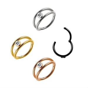 Jeweled Eye 316L Surgical Steel Hinged Segment Clicker Ring