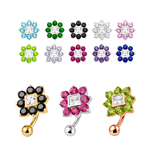 Jeweled Non-Moving Reverse Belly Ring
