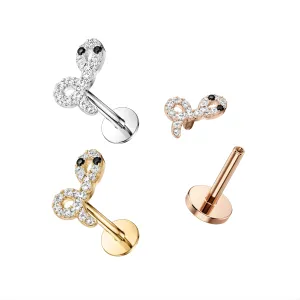 Jeweled Snake Surgical Steel Helix Tragus Piercing Ear Stud