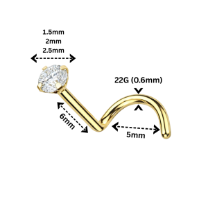14K Yellow Gold Lab-Grown Diamond Screw-Type Nose Stud (22G)
