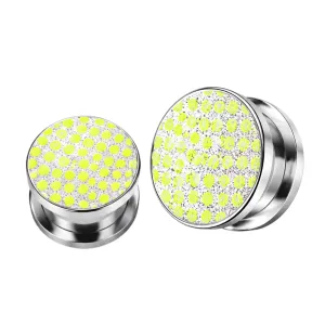 Light Green Dots on White Glitter Ear tunnel gauges