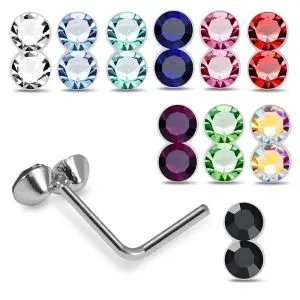 Double Sparkle 925 Silver Nose Stud with Dual Stones