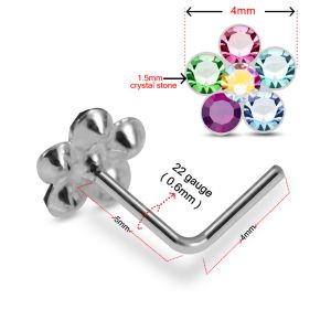 Enchanting Floral Fusion 925 Sterling Silver Nose Stud with Mixed Light Stones