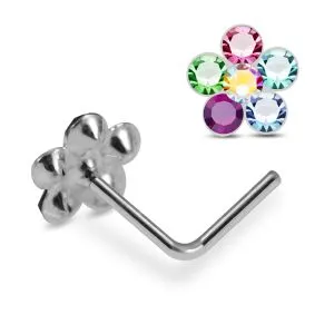 Enchanting Floral Fusion 925 Sterling Silver Nose Stud with Mixed Light Stones