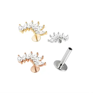 Marquise CZ Stones Wave Surgical Steel Helix Tragus Piercing Ear Stud