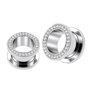 Micro Setting Jeweled Screw Fit Flesh Tunnel