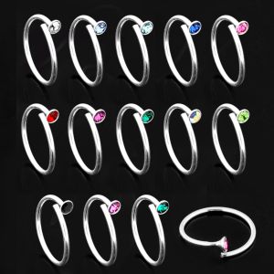 925 Sterling Silver Jeweled Flexible Nose and Ear Tragus Ring