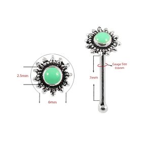 925 Sterling Silver Bali Style Round Oxidized Nose Stud