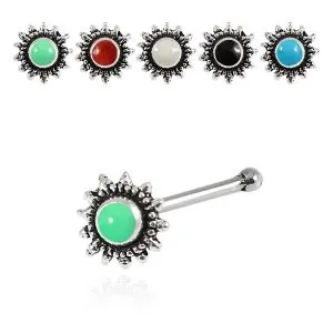 925 Sterling Silver Bali Style Round Oxidized Nose Stud