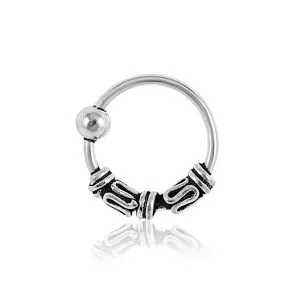 925 Sterling Silver Bali Style Oxidized Tribal Nose Ring