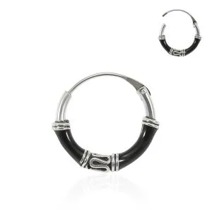 925 Sterling Silver Bali Style Enamel Coated Oxidized Tribal Hinged Segment Nose Ring