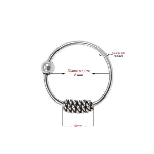 925 Sterling Silver Bali Style Oxidized Tribal Hinged Segment Nose Ring
