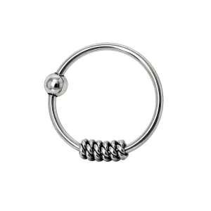 925 Sterling Silver Bali Style Oxidized Tribal Hinged Segment Nose Ring