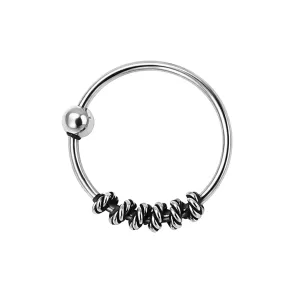 925 Sterling Silver Bali Style Oxidized Tribal Hinged Segment Nose Ring