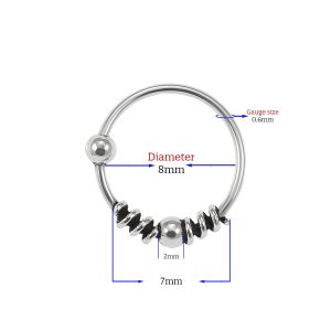 925 Sterling Silver Bali Style Oxidized Center Beaded Tribal Hinged Segment Nose Ring
