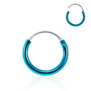 925 Sterling Silver Metallic Blue Enamel Coated Hinged Segment Nose Ring