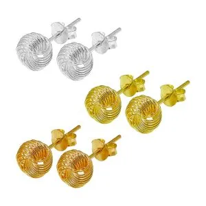925 Sterling Silver Multi Layered Knot Designed Ear Stud