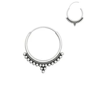 Tribal Dots Style Oxidized Sterling Silver Hinged Segment Septum Nose ring