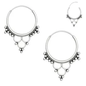 Crown style Oxidized Sterling Silver Hinged Septum Nose ring