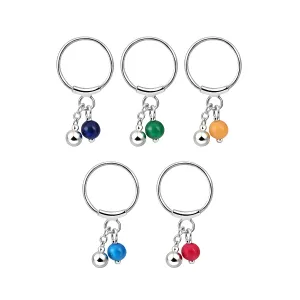925 Sterling Silver Ball with Dangling Bead Nose Hoop Ring