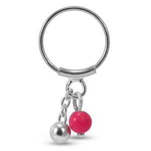 925 Sterling Silver Ball with Dangling Bead Nose Hoop Ring