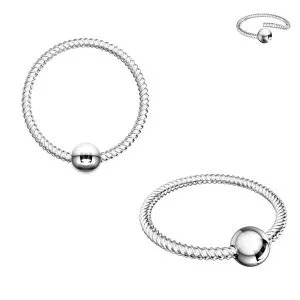 925 Sterling Silver Twisted Design BCR Nose Hoop Ring